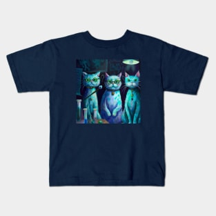 Three Scientific Blue Cats Attempt to Prove Their Hypothesis Kids T-Shirt